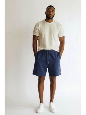 Prince Pickleball Mens Elastic Waist Shorts W/Side Pocket Blue Large